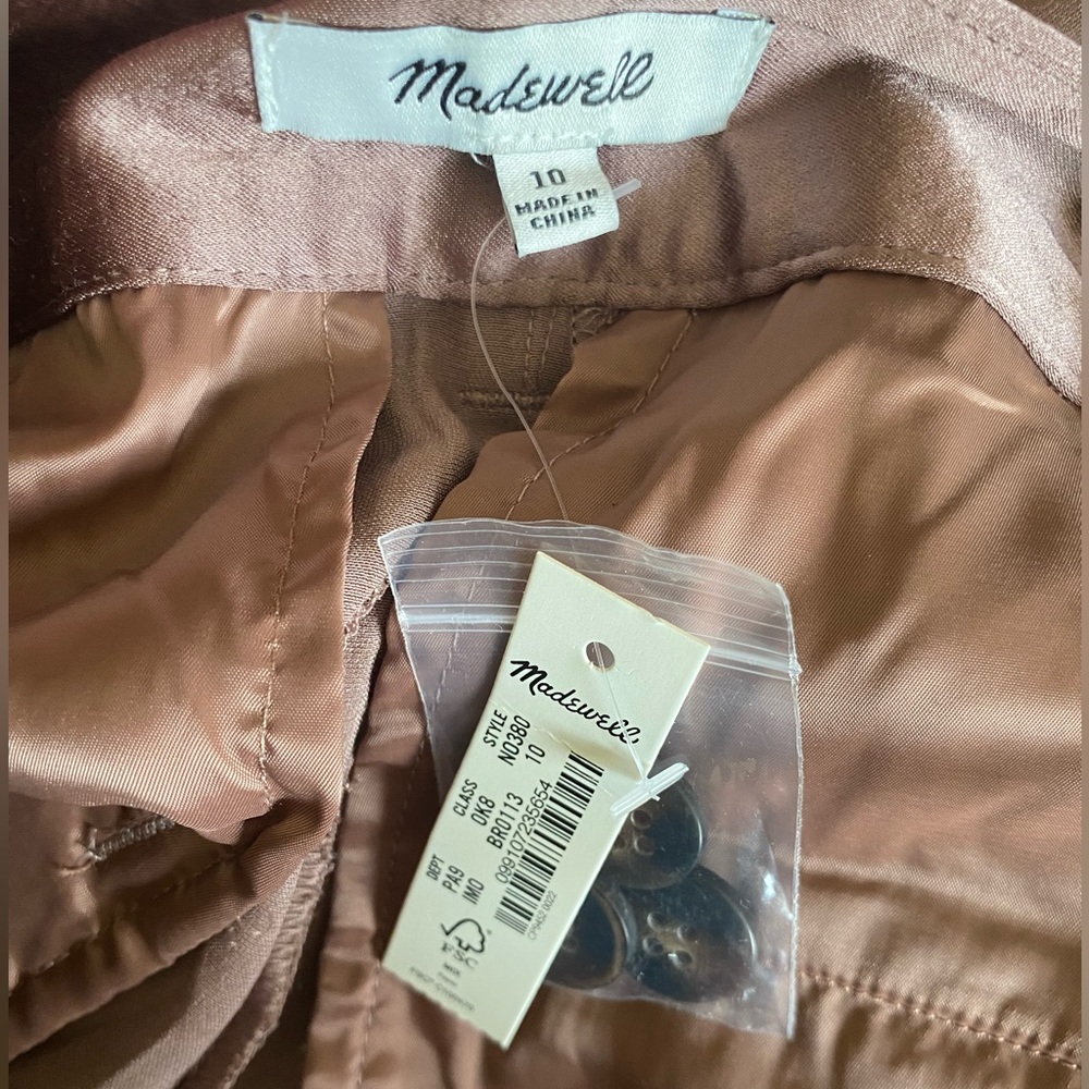 NWT MADEWELL The Harlow Wide-Leg Pant in Satin Iced Mocha Size 10 - Picture 8 of 9